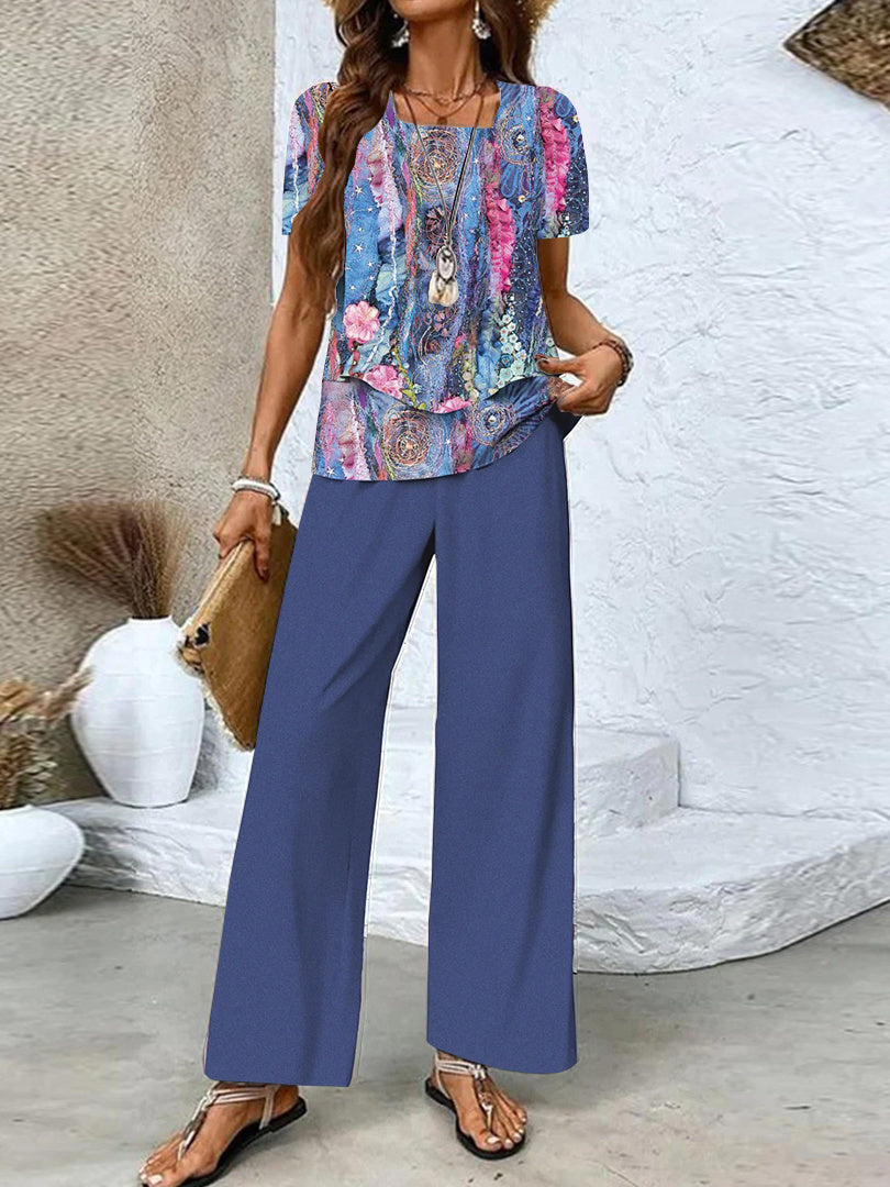 Women Long Sleeve V-neck Graphic Floral Printed Top