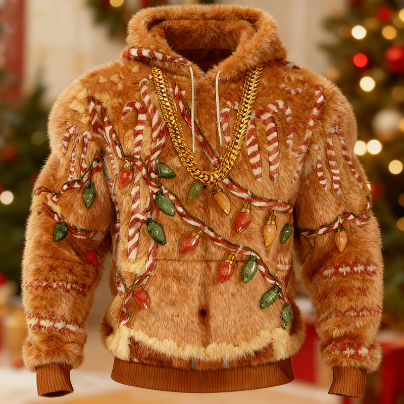 Men's Ugly Christmas Pattern Flannel Hoodie elevenforest