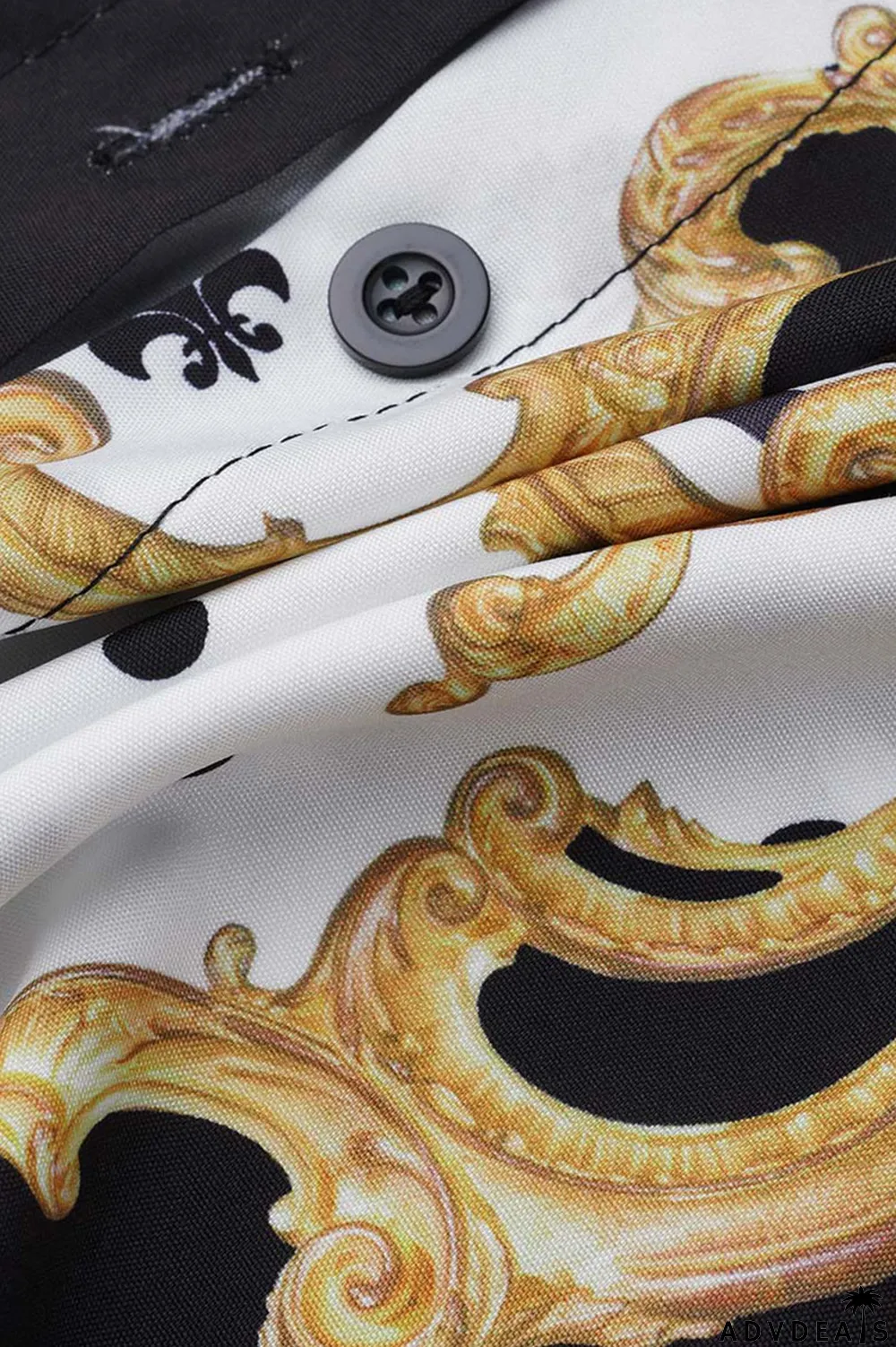 Red Black Casual Print Patchwork Buckle Turndown Collar Tops