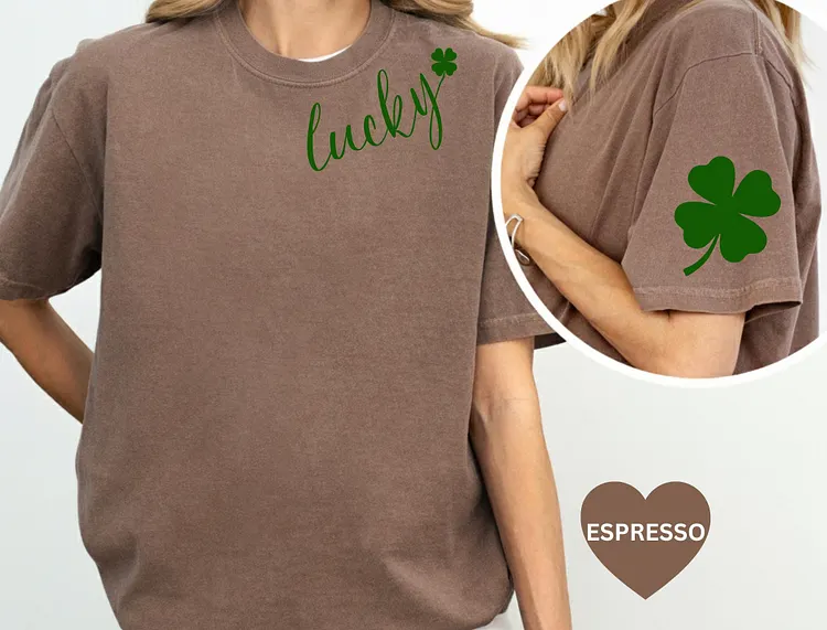 Comfort Colors&reg;St. Patricks Day Shirt for Women, Lucky Shirt, Shamrock Elbow Shirt, Armpatch Shamrock Shirt, Irish Shirt, St Pattys
