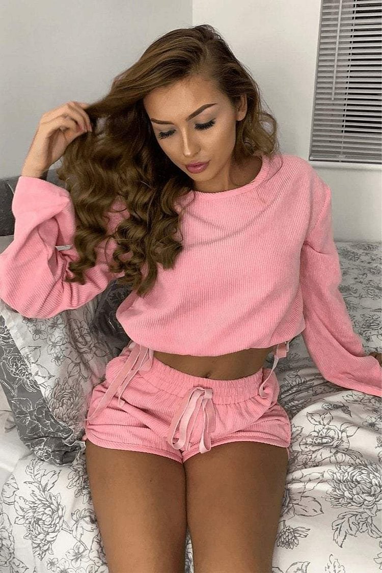 Pink Ribbed Shorts Katch Me