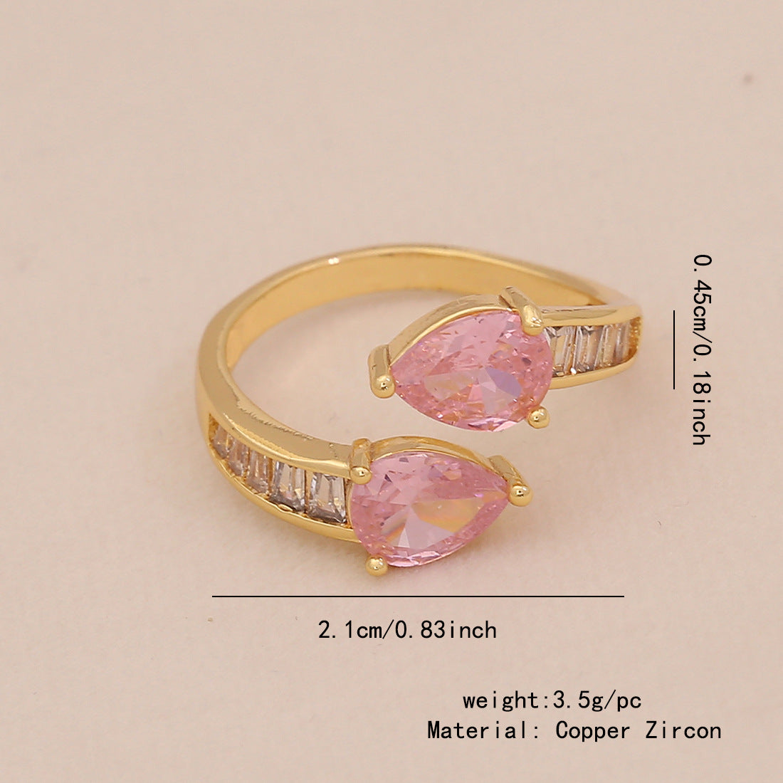 All-Match Love Zircon Open Ring Female All-Match Ins Style Bow Female Ring R118