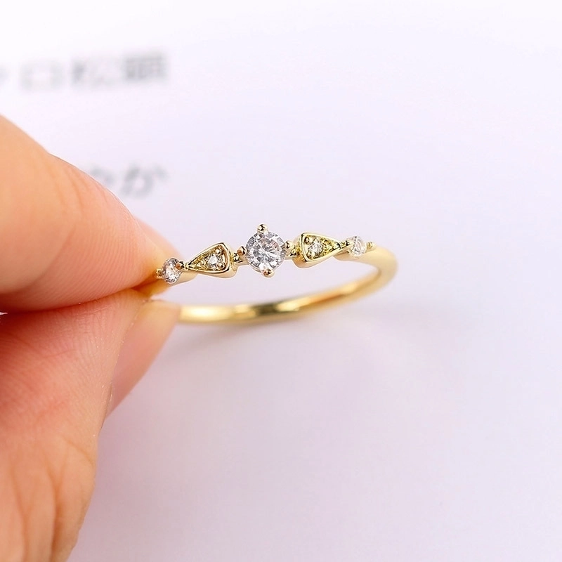 Minimalist Round Copper Inlay Zircon Rings