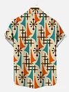 Medieval Atomic Starburst Vintage Abstract Geometric Pattern Printing Cuban Collar Men's Short Sleeve Shirt