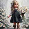 Peinture &agrave; l'huile Daisy Girl-Peinture Diamant Ronde Compl&egrave;te-40*40CM