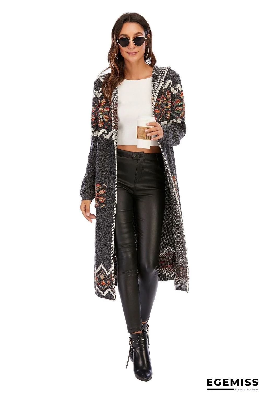 Bohemian National Style Cardigan Sweater Color Thread Knitting Flower Sweater | EGEMISS