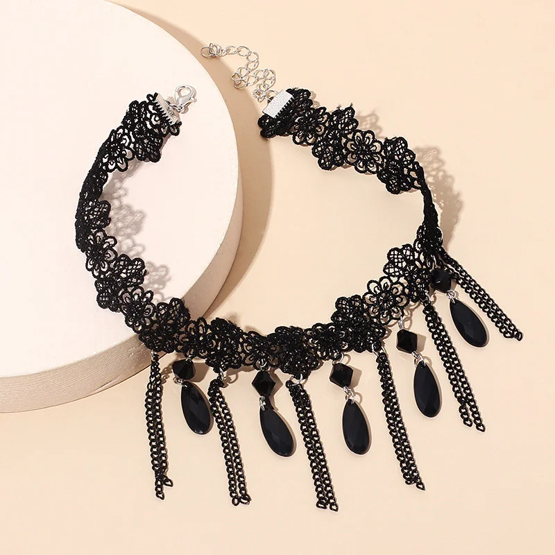   Fashion Gothic Tassel Lace Necklace - Neojana