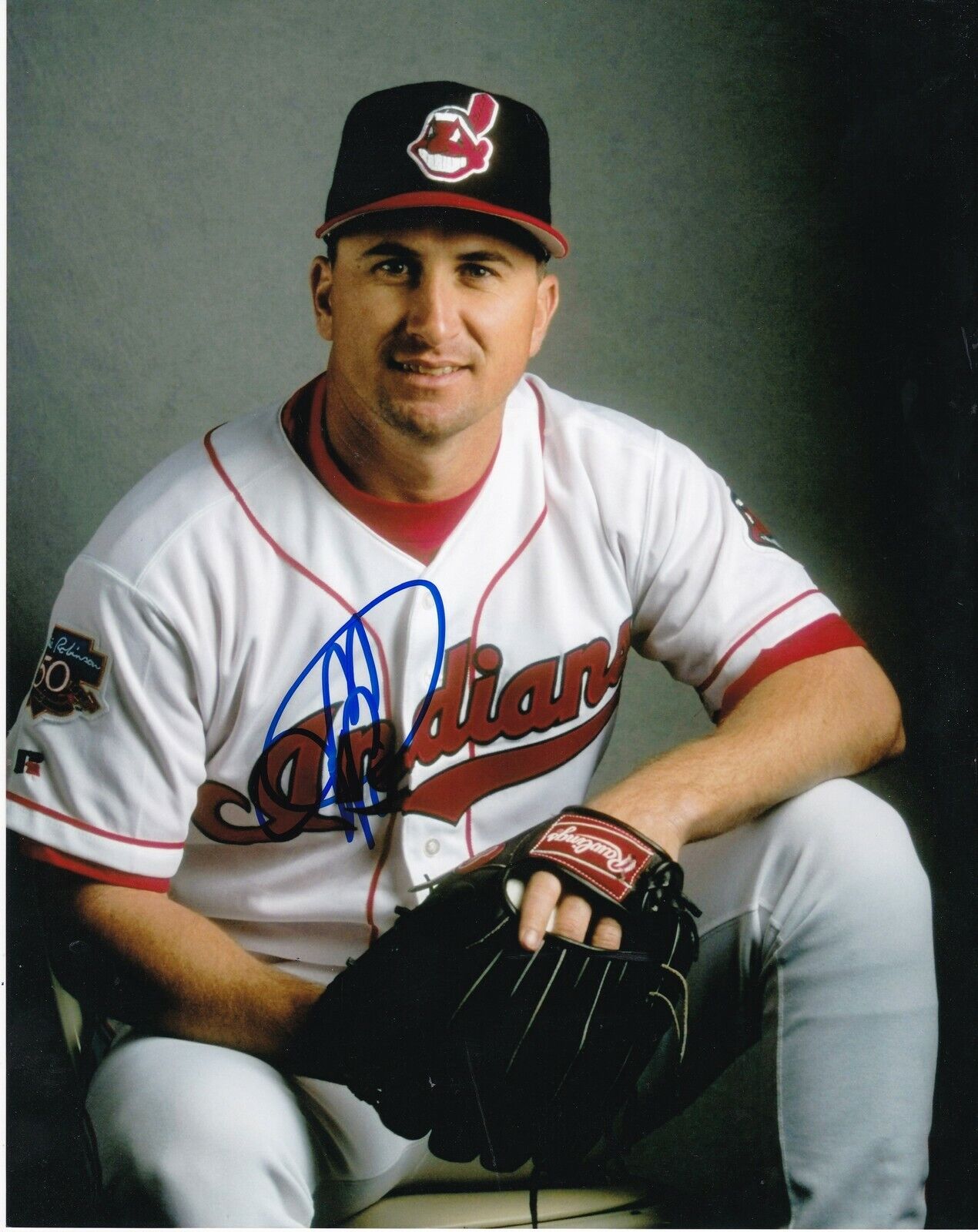 JEFF BRANSON CLEVELAND INDIANS ACTION SIGNED 8x10