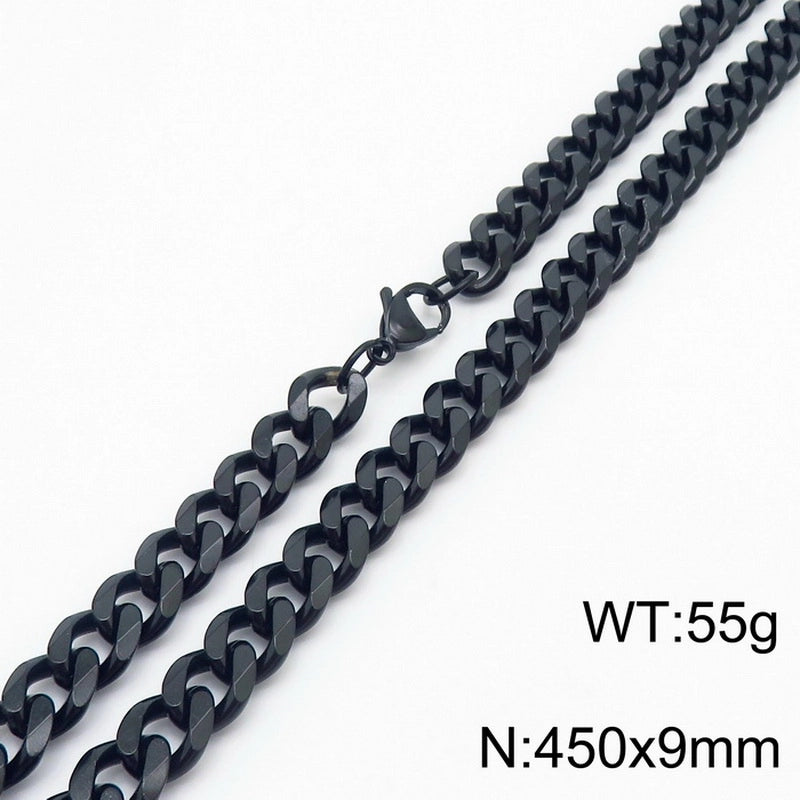 Hiphop Hip Hop Men & Women Trendy Stainless Steel Six-Sided Grinding Necklace