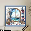 Window And Lighthouse-11CT Stamped Cross Stitch 40*40cm/15.75*15.75in tapestrymarket