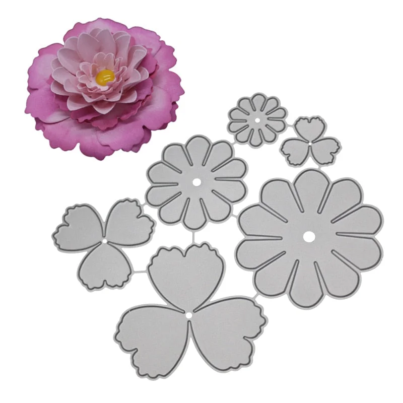 3D Flowers Set Die Cut Paper Blossom Metal Cutting Dies Christmas Stencil Scrapbooking Embossing 2019 New Craft Stamps And Dies