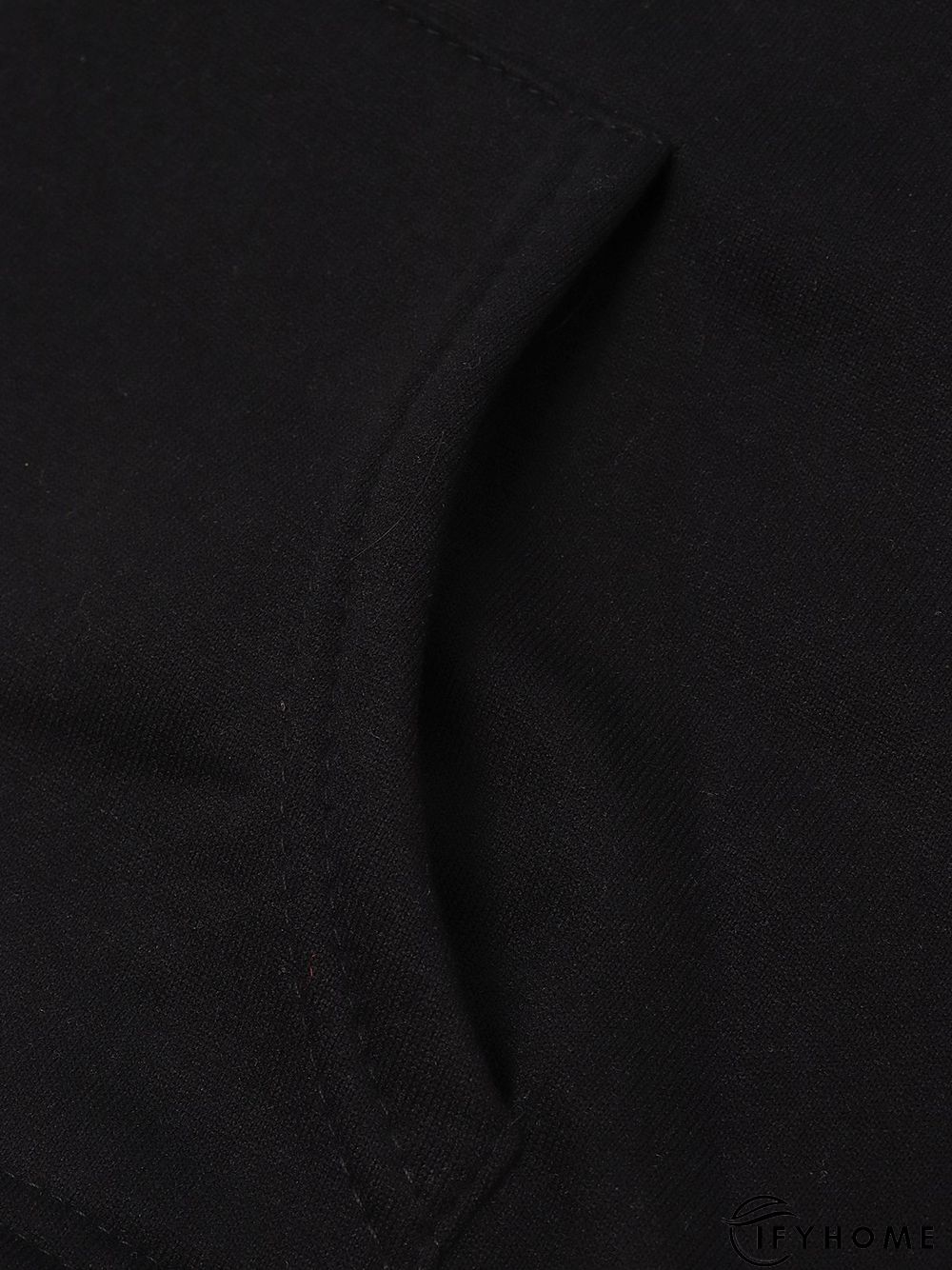 Black Hoodie Cotton-Blend Casual Color-Block Outerwear | IFYHOME
