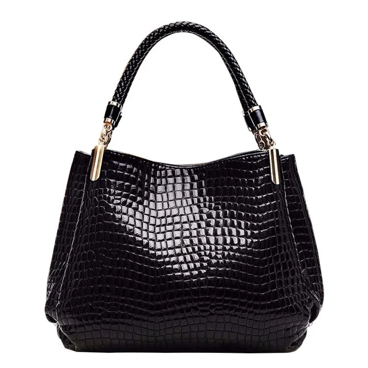 Hot Crocodile Pattern Luxury Handbags Women Bags Designer 2020 Winter PU Leather Top-handle Bags Woven Handle Ladies Casual Tote