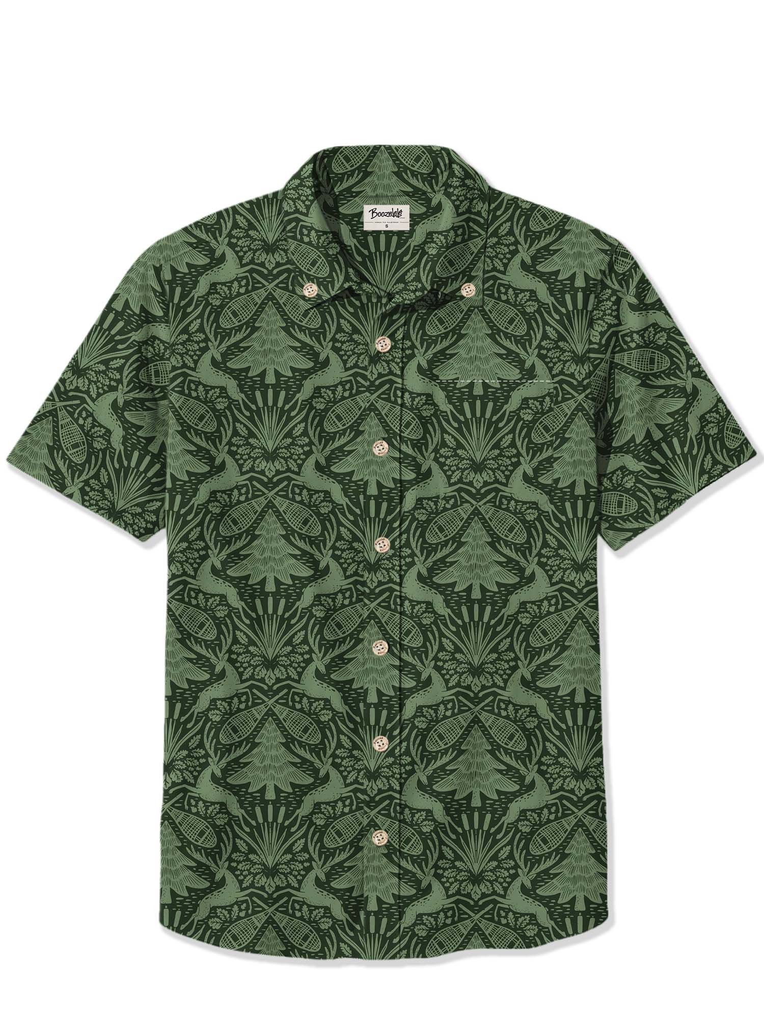 【Monique Beaudin X Boozelele】Stag And Fir Forest - 100% Cotton Shirt