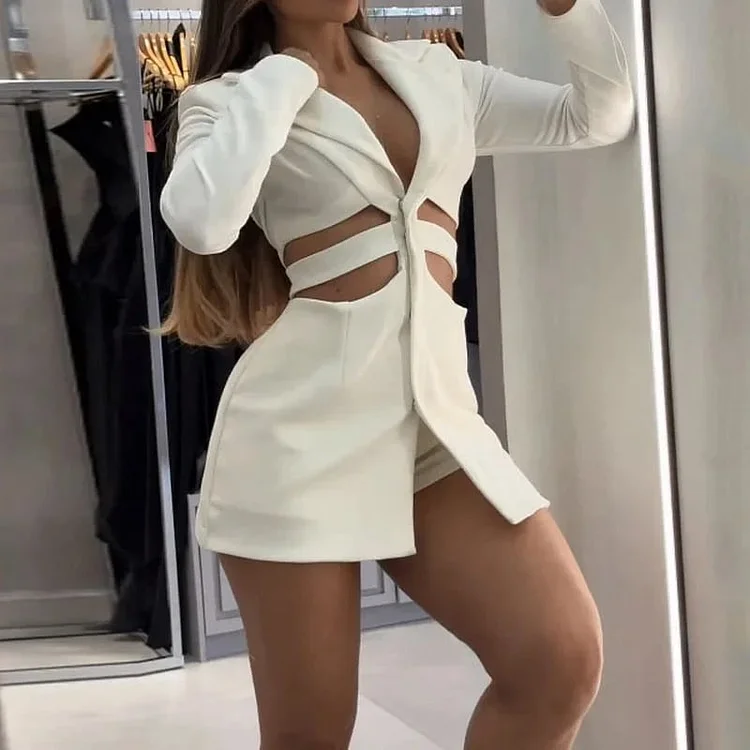 Women's Lapel Hollow Suit Dress
