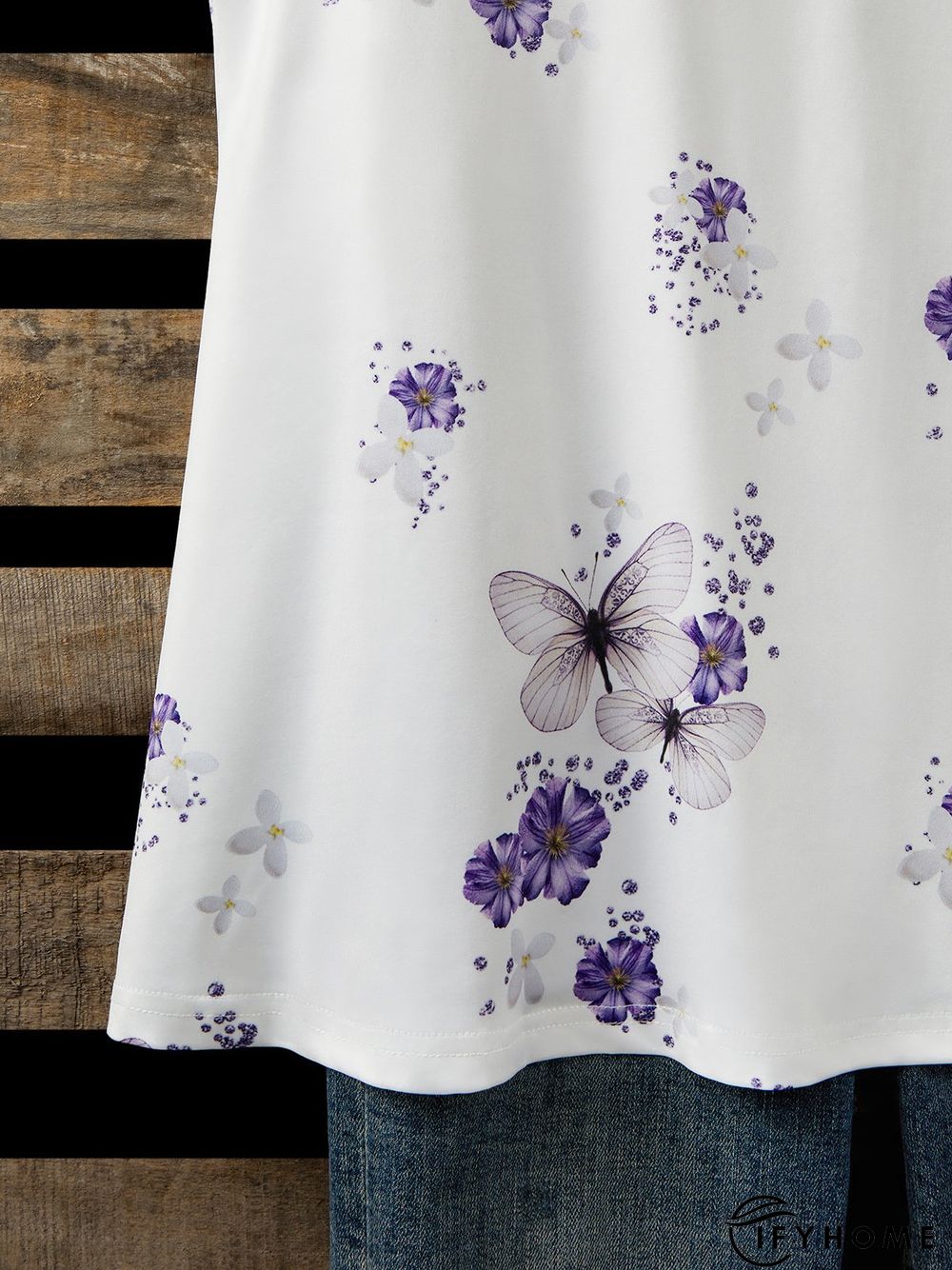 Casual Butterfly Sleeveless V Neck Printed Tank Top Vests | IFYHOME