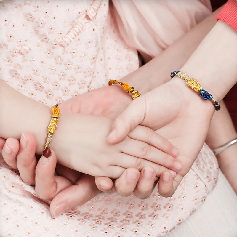 999 Sterling Silver Handmade Dragon Eight Thread Knot Colorful Luck Strength String Bracelet