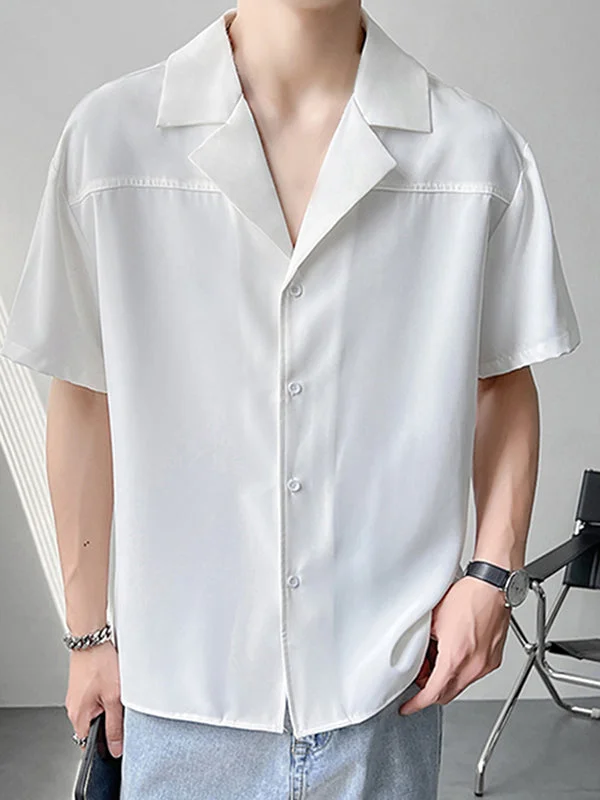 Aonga - Mens Light Breathable Solid Color Revere ShirtJ aonga