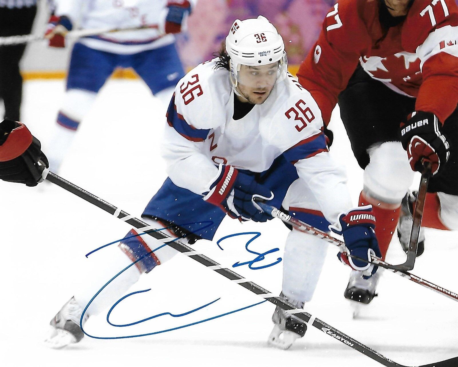 Mats Zuccarello Signed 8x10 Photo Poster painting Team Norway 2014 Olympics Autographed COA