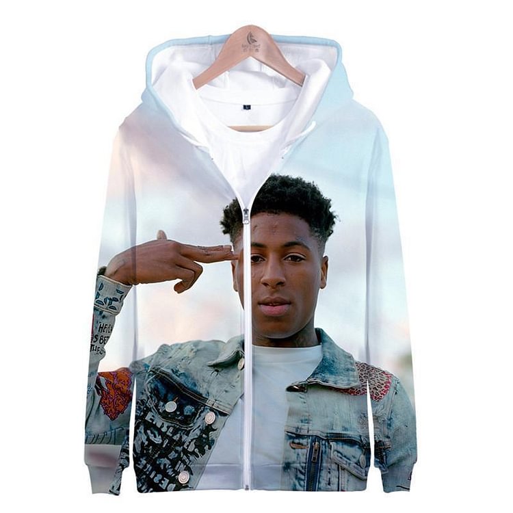 American Rapperr Youngboy Zip Up Hoodie 3D Printed Sweatshirt-Mayoulove