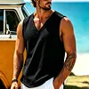 Linen V-Neck Sleeveless Tank Linen Top For Men Lightweight Breathable Summer Casual Wear by Inlyline