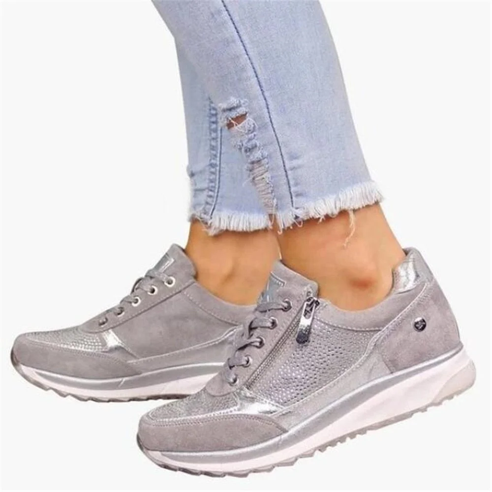 2021 New Women's Shoes Rhinestones Large Size Single Sports Shoes Women Sneakers Fashion Zipper Casual Women Vulcanized Shoes