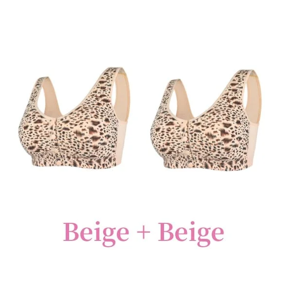 Unwired Front Button Leopard Print Plus Size Bra