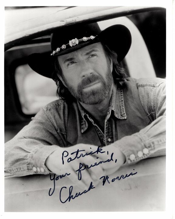 CHUCK NORRIS Signed 8x10 WALKER, TEXAS RANGER Photo Poster paintinggraph - To Patrick