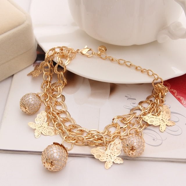 YOY-Mulitlayer Gold Color Chain Heart Bracelets & Bangles