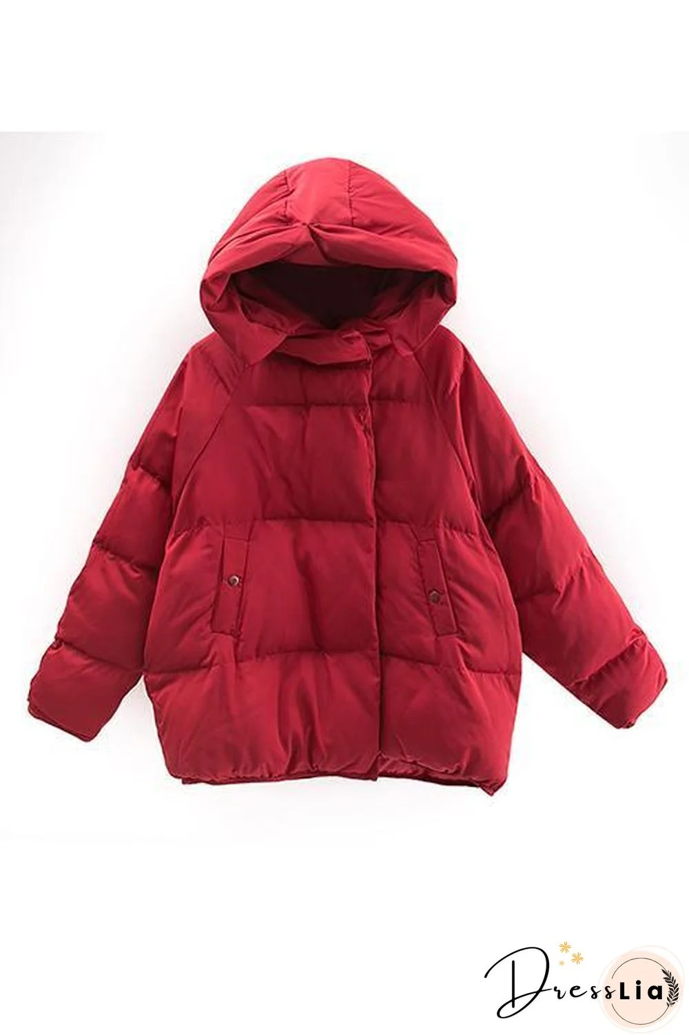 Zipper Button Hooded Coat