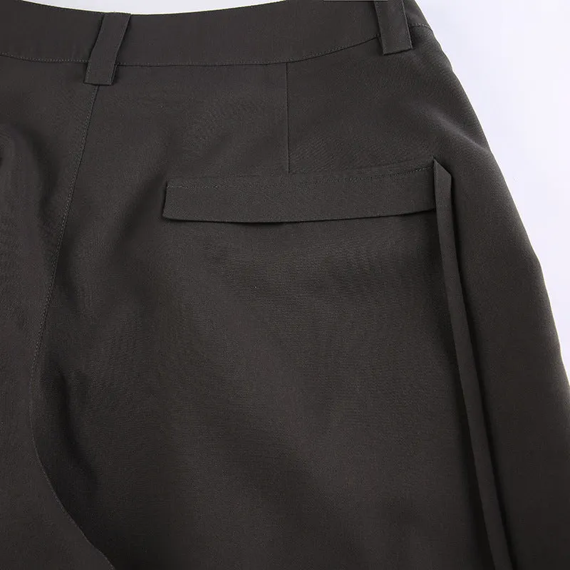 Brownm Y2K Crossover Pleated Pants