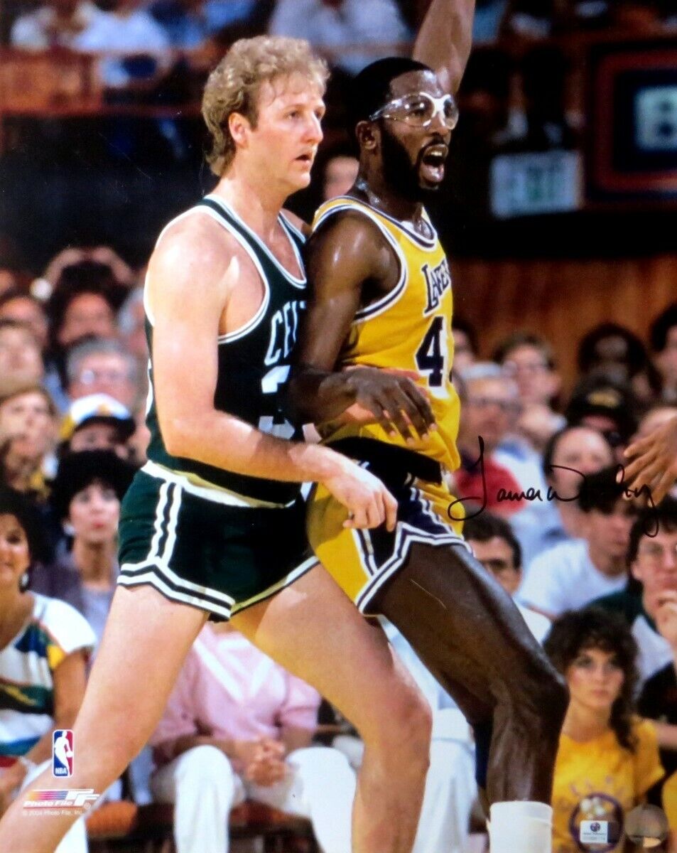 James Worthy Signed Autographed 16X20 Photo Poster painting Lakers vs. Larry Bird GA COA