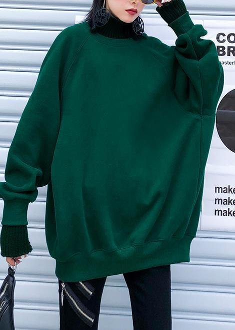 Chunky green knitted pullover fall fashion winter sweaters o neck