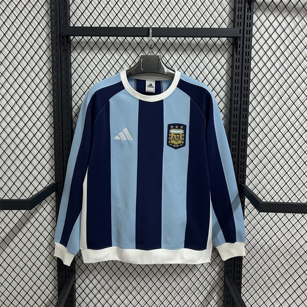 2025/2026 Argentina Long sleeved thick hoodie blue and black alternating