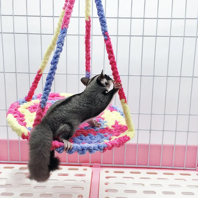 Practical Climbing Rope Mesh Hammock Swing For Small Animals Hanging House Bed Rat Ferrets Chinchillas Hamster Guinea Pig Play 515