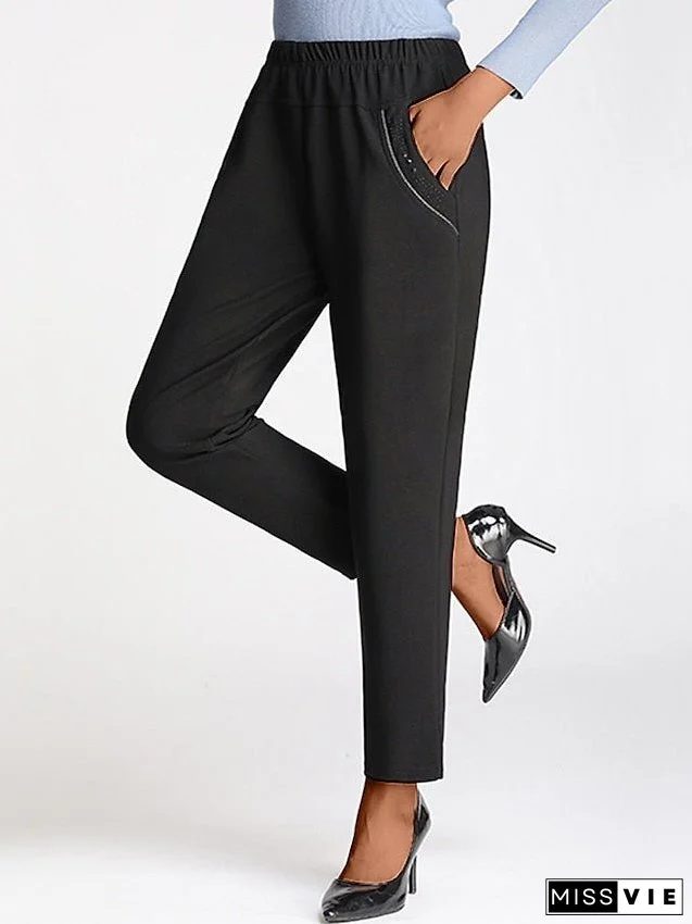 Women‘s Skinny Chinos Work Dress Pants Trousers Casual Grey Black Deep Blue Fashion Streetwear Daily Wear Pocket Full Length Soft Plain XL 2XL 3XL 4XL 5XL