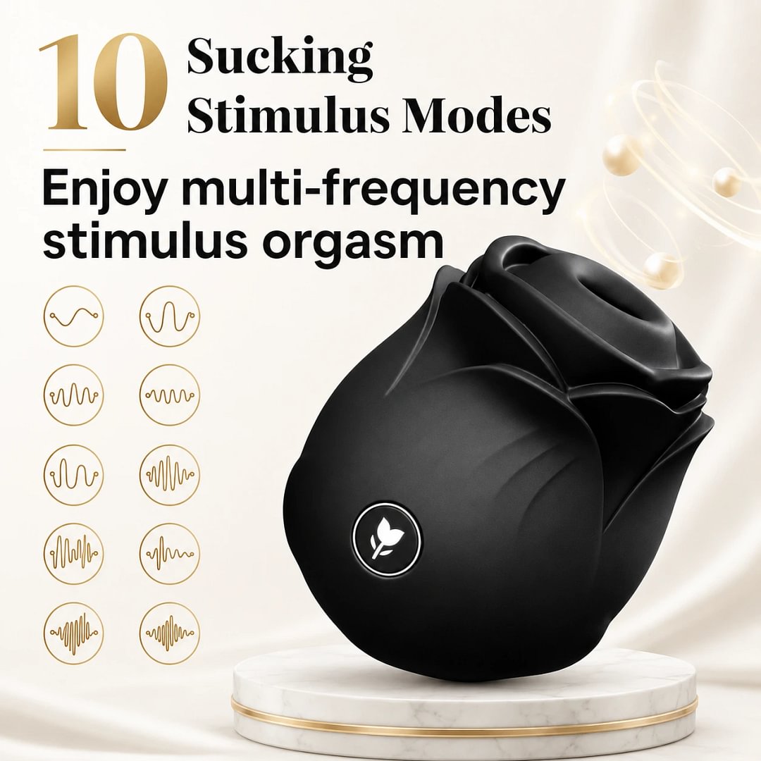 Black Amora Rose Clit Suction Massager