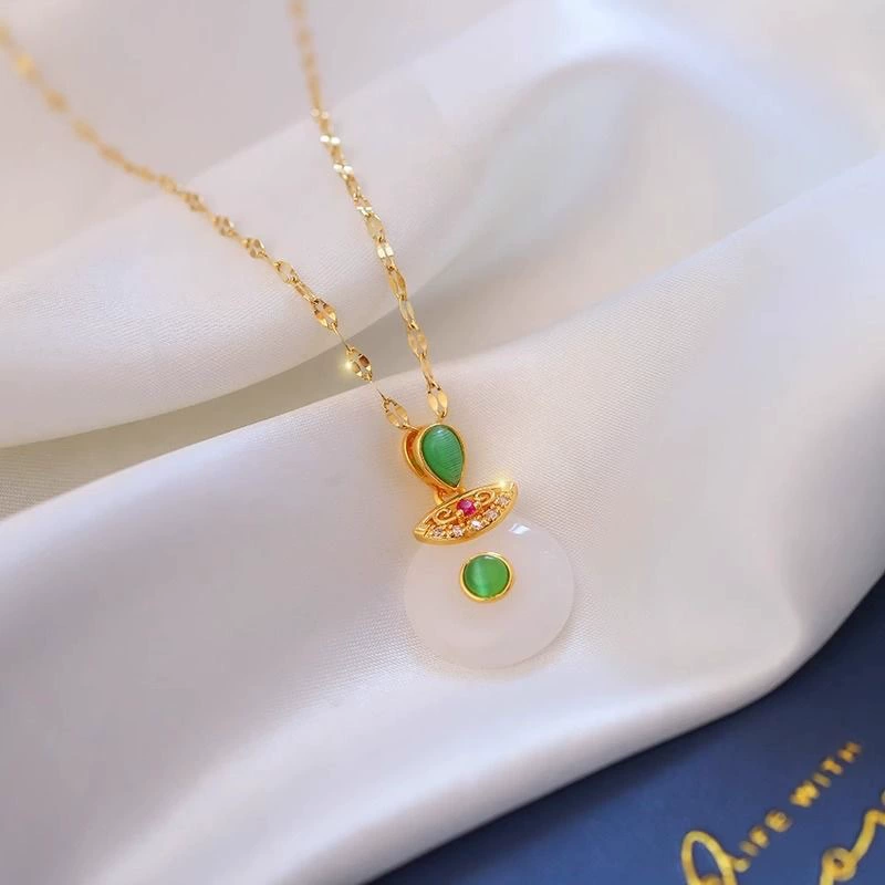 Chinese Peace Buckle Gold-Plated Necklace