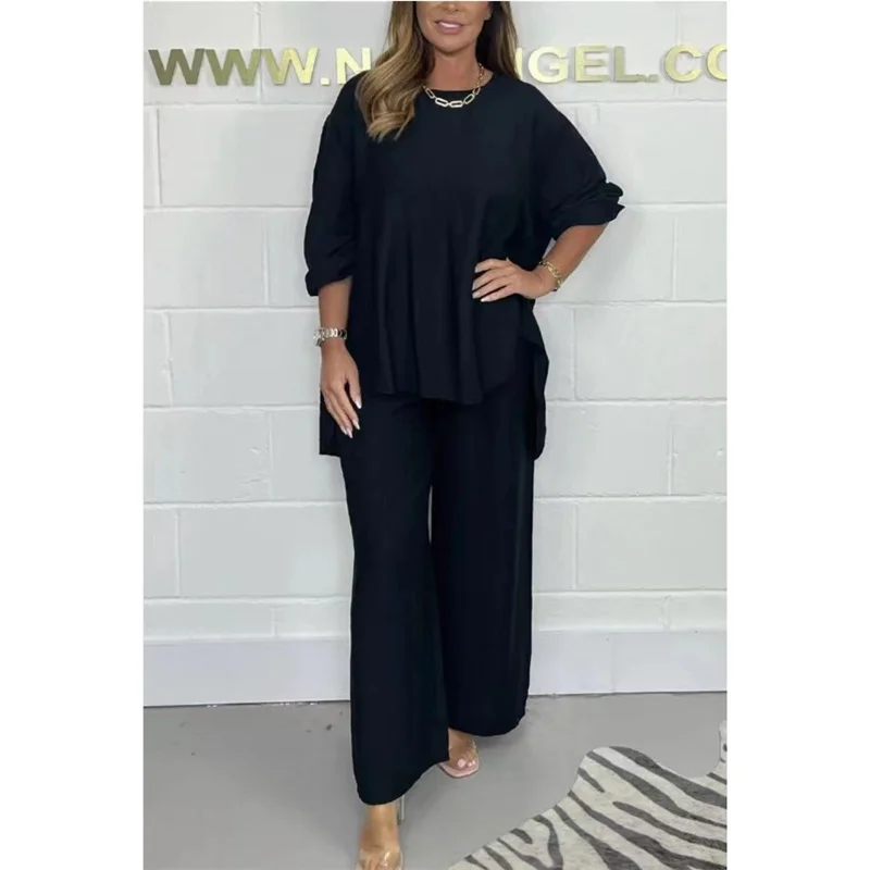 Athvotar Athvotar And Autumn 2025 New Wide Legs Trousers Casual Fashion Loose Top Size Two Sets