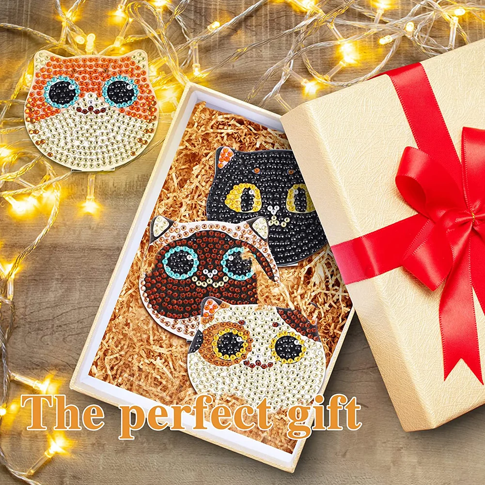 DIY Crystal Diamond Mirror Art Craft Set Cat Paint by Number Kits