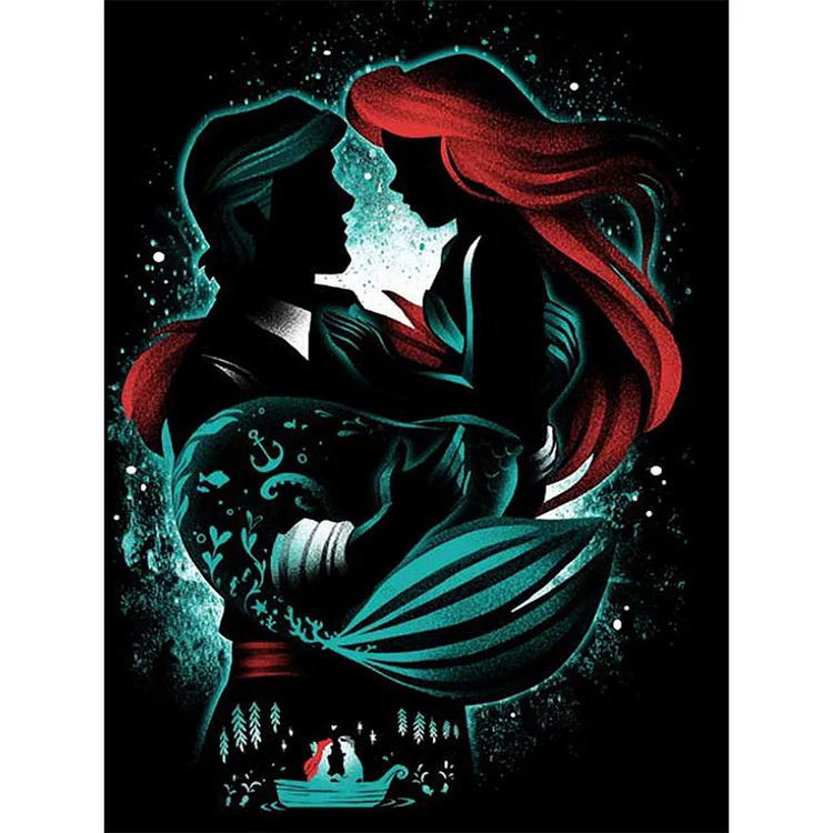 Daughter Of The Sea - Mermaid Princess And Prince Silhouette - Full Square 35*45CM