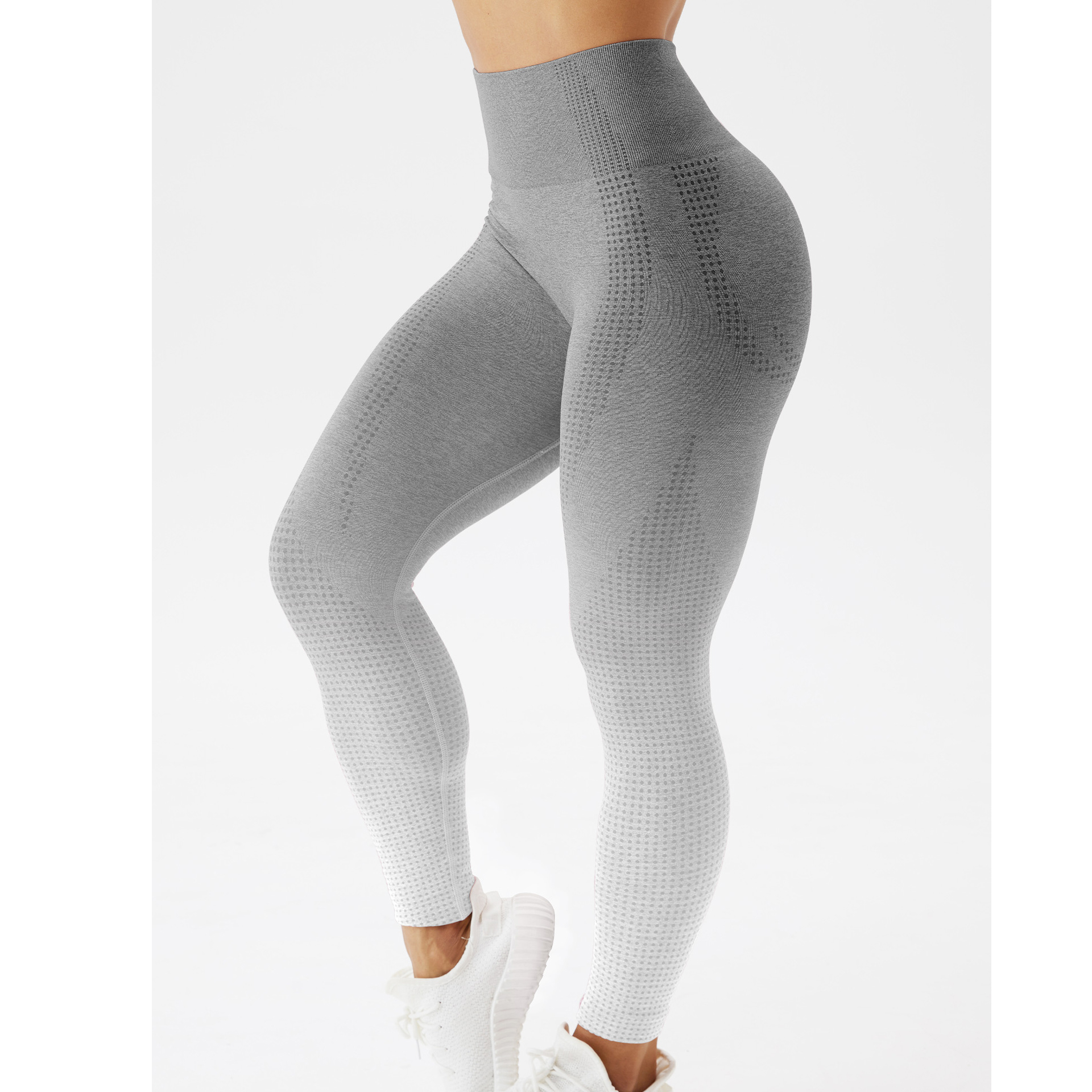 Women's High Waist Polka Dot Jacquard Weave Seamless Yoga Leggings