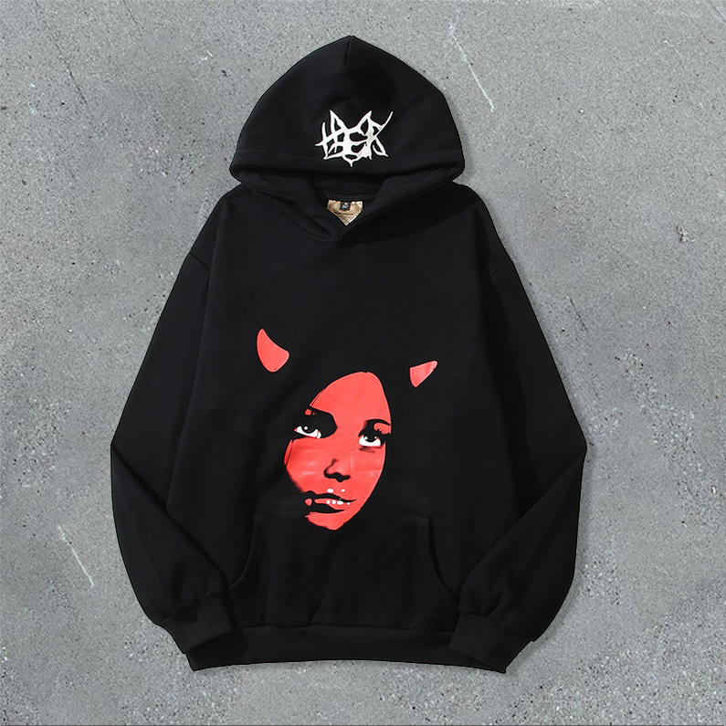 Fashion Retro Print Long Sleeve Hoodie