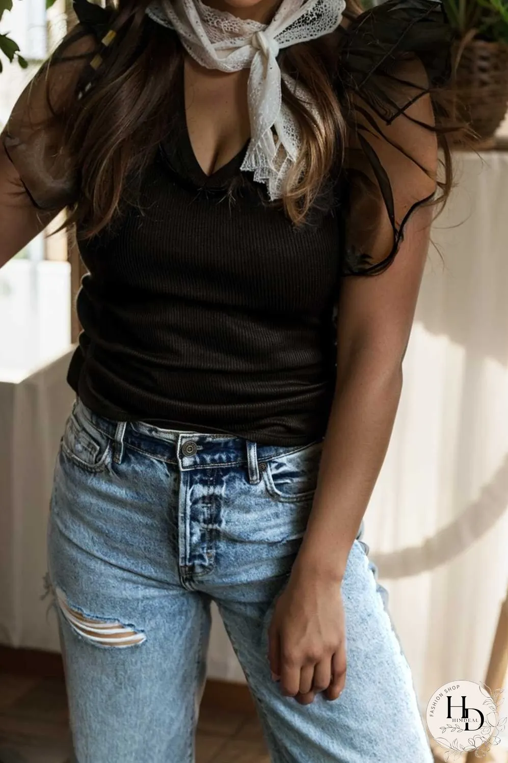 simple round neck pleated short sleeve t shirt circular cap drop shoulder scoop jewel closed