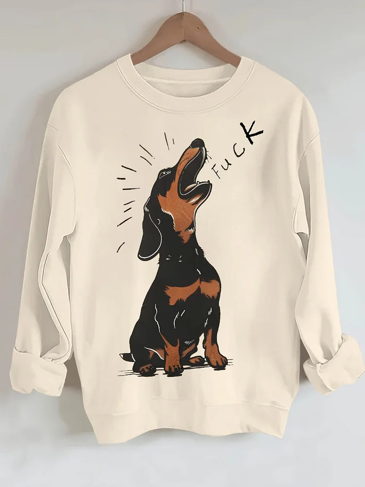 Women's Dachshund Dog Barking Art Print Cozy Sweatshirt