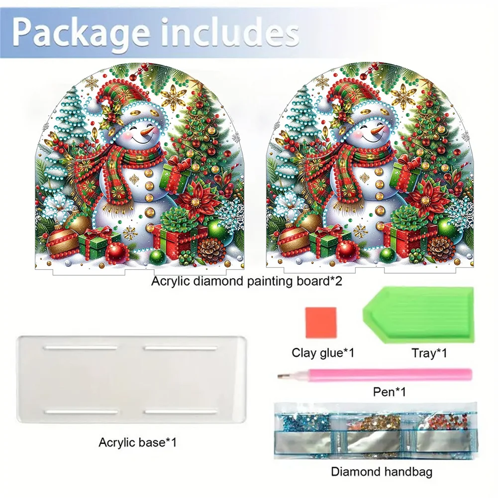 DIY Christmas Snowman Acrylic DIY 5D Diamond Art Painting Napkin Holder Set
