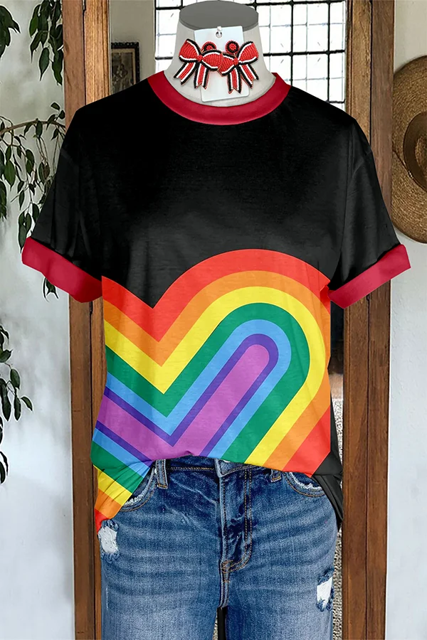 Casual   Rainbow Print T-Shirt
