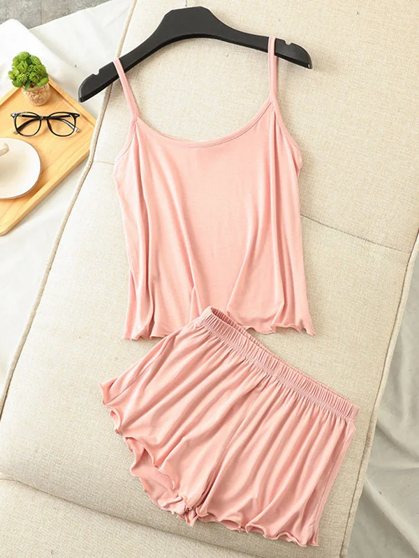 9 Colors Modal Vest&Shorts Loose Two-Piece Sexy Pajamas