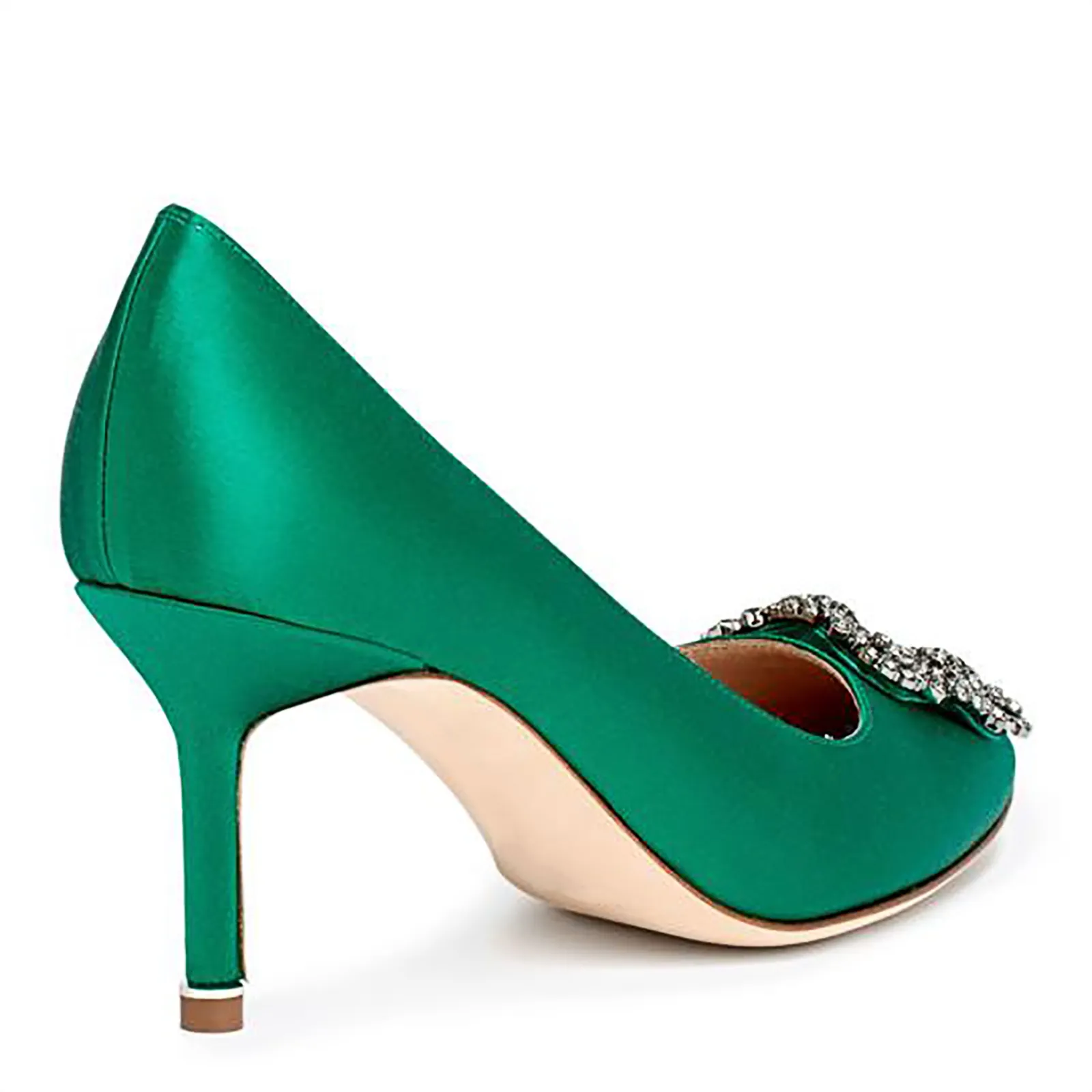 75mm Women's Slik Shoes Diamond Party Wedding Green Pumps-vocosishoes