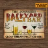 Personalized Backyard Bar Group Therapy Custom Classic Metal Signs